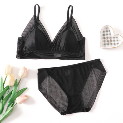 Set sutien SUYADREAM 2022 100% mătase reală și dantelă fără sârmă Sutiene și chiloți confortabili Căptușeală subțire Lenjerie intima sănătoasă