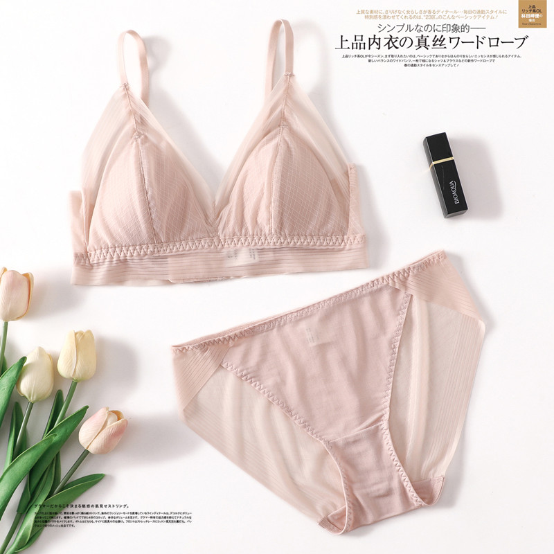 Set sutien SUYADREAM 2022 100% mătase reală și dantelă fără sârmă Sutiene și chiloți confortabili Căptușeală subțire Lenjerie intima sănătoasă