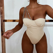 BKLD seksikad naisterõivad, 2022. aasta suvi, uued ebaregulaarsed ühe õla teemantidega spagetirihmad ühes tükis Body topid ühevärvilised