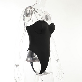 BKLD Σέξι γυναικεία ρούχα Καλοκαίρι 2022 Νέα ακανόνιστα διαμάντια με έναν ώμο με λουράκι σπαγγέτι μονόχρωμο μπλουζάκι μονόχρωμο