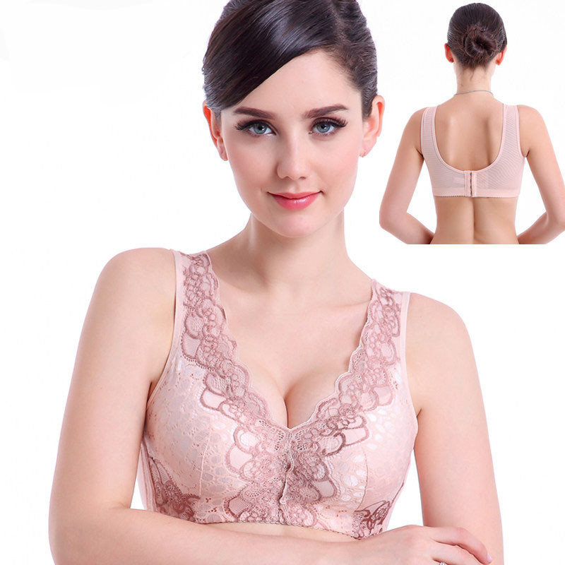 Sanderala Wirefree čipkasti prsluk plus veličina 95D grudnjak s košaricama Deep V Seksi žene Mekano Push Up donje rublje Udobno donje rublje za fitnes Podstavljeno