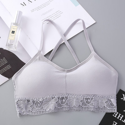 Sutien sexy din dantelă pentru femei Sutien sport rezistent la șocuri pentru femei Bralette solidă fără sârmă Lenjerie de somn casual