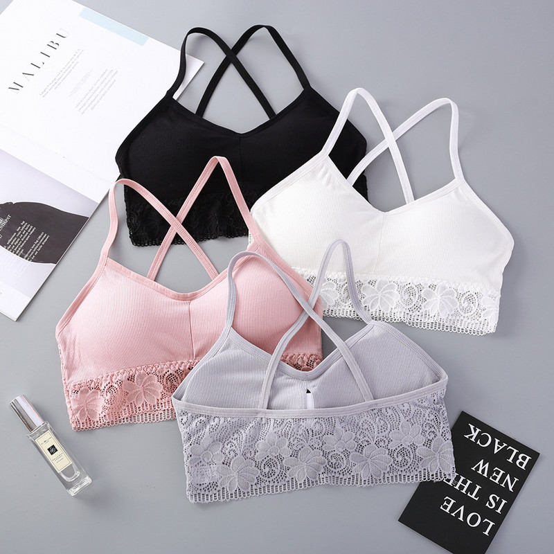 Sutien sexy din dantelă pentru femei Sutien sport rezistent la șocuri pentru femei Bralette solidă fără sârmă Lenjerie de somn casual