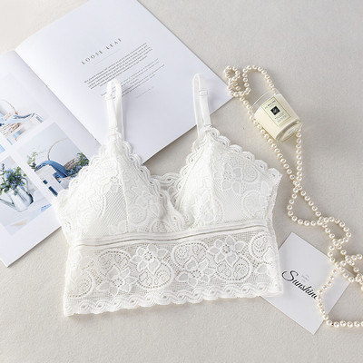 Γυναικείο σουτιέν δαντέλα Ασύρματο σουτιέν Γαλλικό Floral Lace Intimates Deep V Bralette Top Αφαιρούμενα Επιθέματα Cropped Top Εσώρουχα