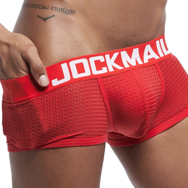 JOCKMAIL Νέο σέξι ανδρικό εσώρουχο Μπόξερ Αναπνεύσιμο διχτυωτό μπόξερ σορτς ανδρικά Σώβρακα cueca Εσώρουχα Ανδρικά μπαούλα