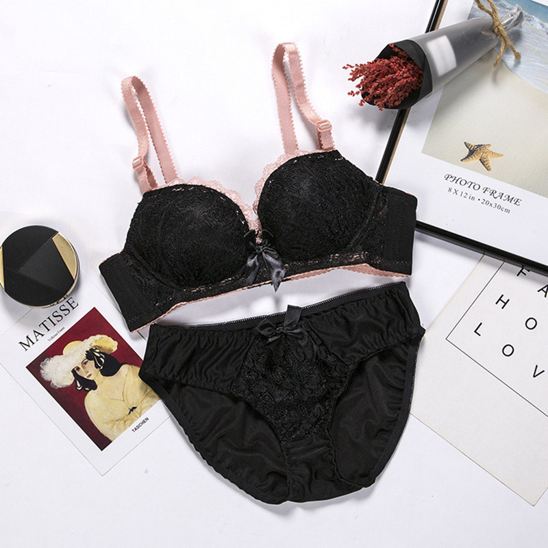 naistepesu jaapani push up pits intiimne intiimne läbipaistev aluspesu naiste komplekt Cup AB seksikad rinnahoidja ja aluspükste komplektid
