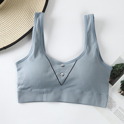Femei cu nasturi căptușite sexy fără sârmă, respirabil, yoga, fitness, alergare, îmbrăcăminte sport, sutiene, lenjerie de somn