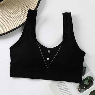 Femei cu nasturi căptușite sexy fără sârmă, respirabil, yoga, fitness, alergare, îmbrăcăminte sport, sutiene, lenjerie de somn