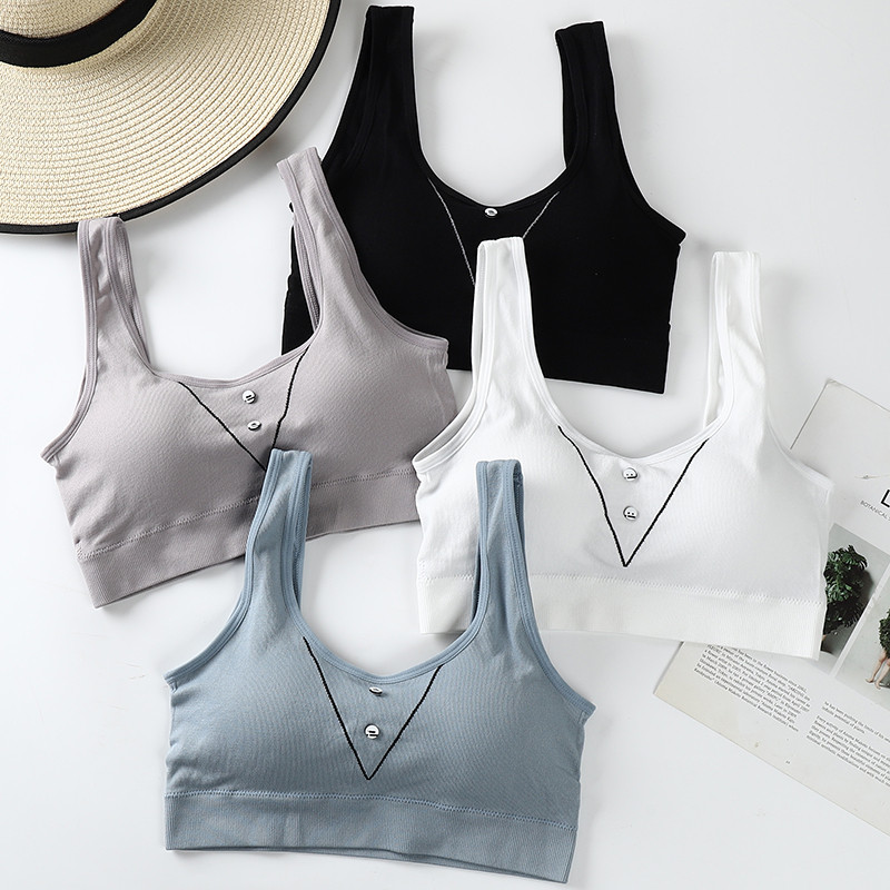 Femei cu nasturi căptușite sexy fără sârmă, respirabil, yoga, fitness, alergare, îmbrăcăminte sport, sutiene, lenjerie de somn
