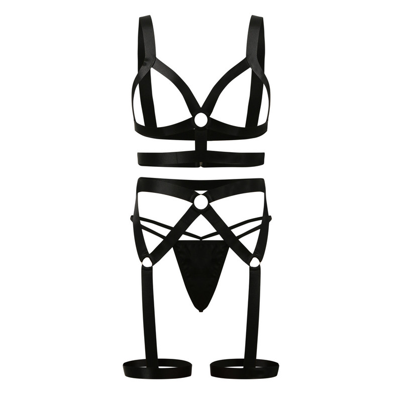 Γυναικεία εσώρουχα κοστούμια κορσέ Διαφανές διχτυωτό διαφανές κορμάκι κάτω από σύρμα δεσμά λουρί Ζαρτιέρες Ζώνη ζαρτιέρες σετ εσωρούχων