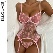 Ellolace Ljubavno donje rublje u obliku srca Fetiš donje rublje koje se vidi Romantični set za Valentinovo Ženski dvodijelni čipkasti intimni