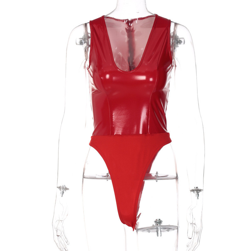 Body din piele BKLD ținute sexy pentru femei 2021, toamnă iarnă, nou cu fermoar în V adânc, cusături PU, negru, culoare solidă