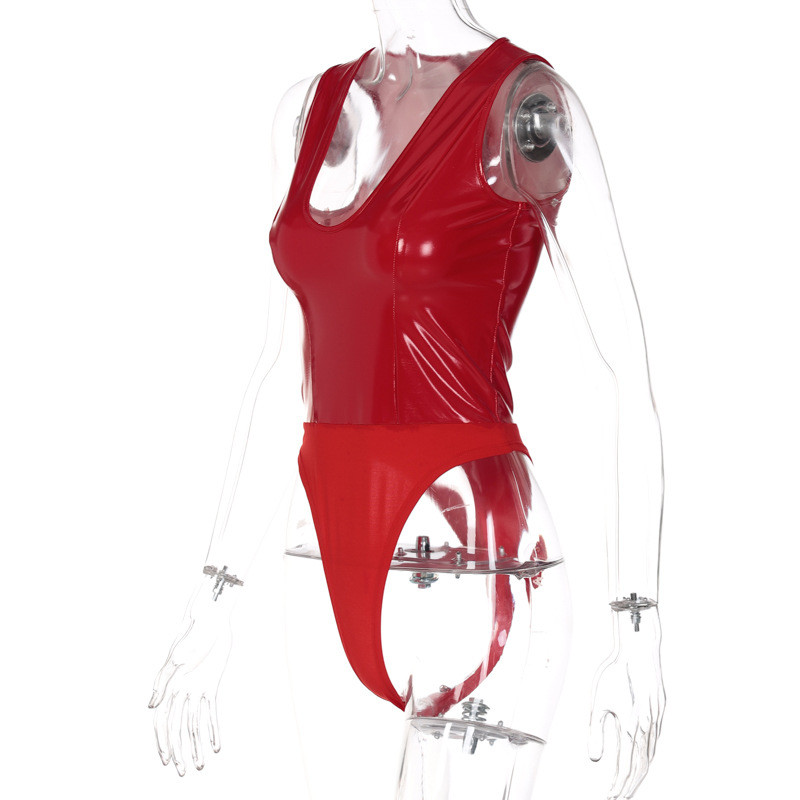 Body din piele BKLD ținute sexy pentru femei 2021, toamnă iarnă, nou cu fermoar în V adânc, cusături PU, negru, culoare solidă