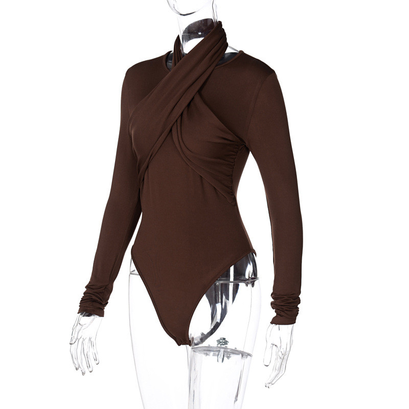 BKLD, toamnă 2021, noua modă, cu gât cu mâneci lungi, subțire, culoare solidă, negru, îmbrăcăminte pentru femei, top sexy, haine de club pentru petreceri