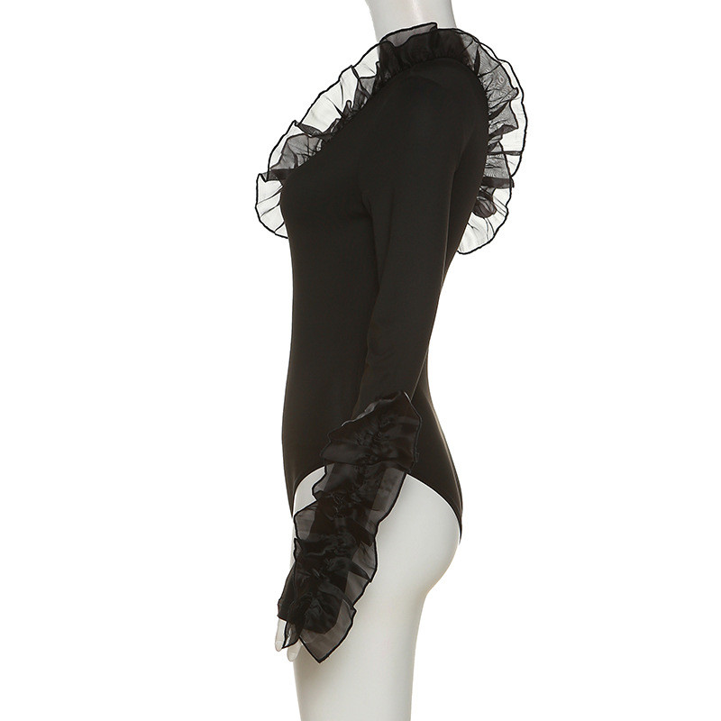 BKLD 2022. Jesen i zima Nova ženska modna mrežasta bljeskalica Jednodijelni gornji dijelovi bodija dugih rukava na jednom komadu