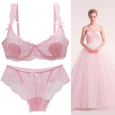 DaiNaFang Νέα σέξι σετ σουτιέν Κέντημα με λουλούδια Εξαιρετικά λεπτό χοντρό εσώρουχο με δαντέλα κάτω από σύρμα Push Up Εσώρουχα ABCD Cup