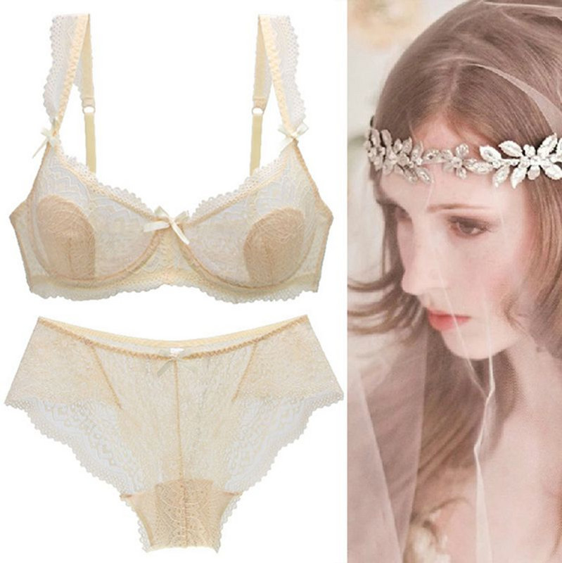 DaiNaFang Νέα σέξι σετ σουτιέν Κέντημα με λουλούδια Εξαιρετικά λεπτό χοντρό εσώρουχο με δαντέλα κάτω από σύρμα Push Up Εσώρουχα ABCD Cup