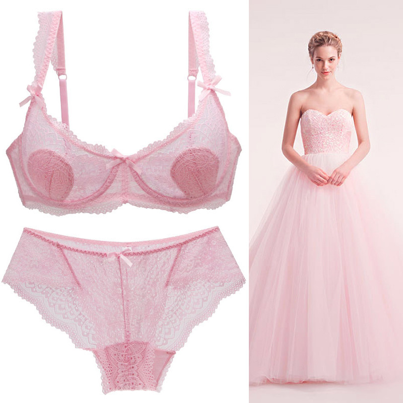 DaiNaFang Νέα σέξι σετ σουτιέν Κέντημα με λουλούδια Εξαιρετικά λεπτό χοντρό εσώρουχο με δαντέλα κάτω από σύρμα Push Up Εσώρουχα ABCD Cup