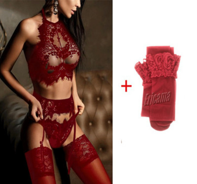 Γυναικεία σέξι εσώρουχα δαντέλα Σετ σουτιέν βολάν Διαφανές εσώρουχα Hot ερωτικό σετ εσωρούχων Push Up σουτιέν με σετ εσώρουχα Σετ κόκκινα σλιπ