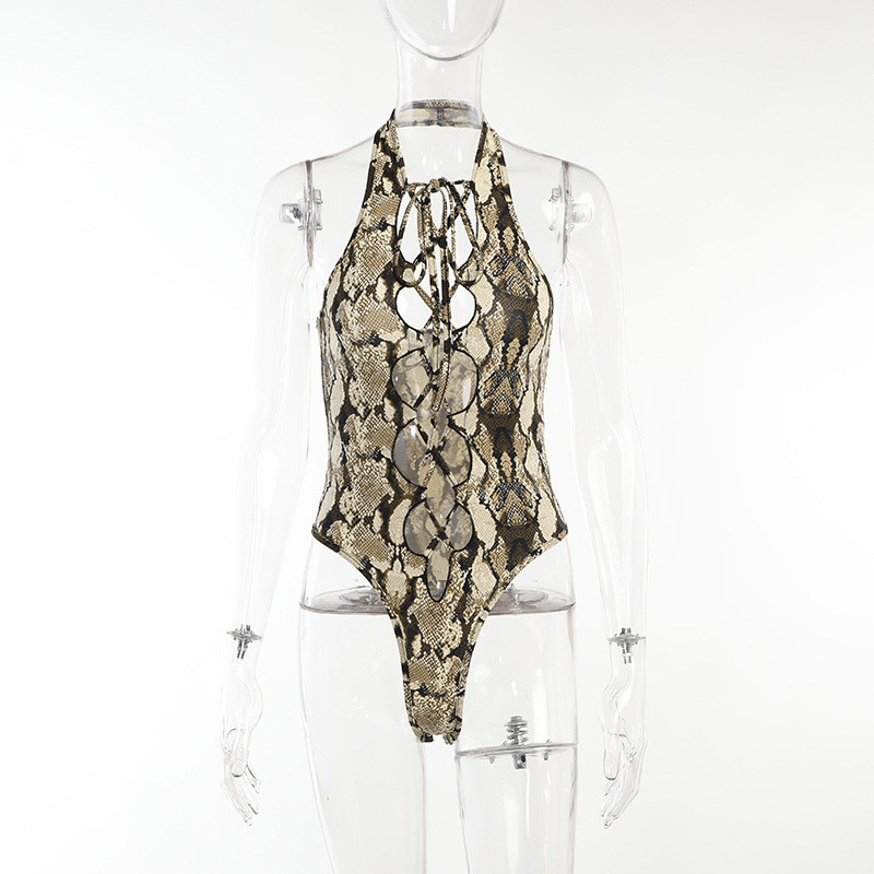 BKLD Primăvară și vară Sexy Serpentine imprimate ținute dintr-o bucată Elegant Streetwear Body cu Halter fără spate