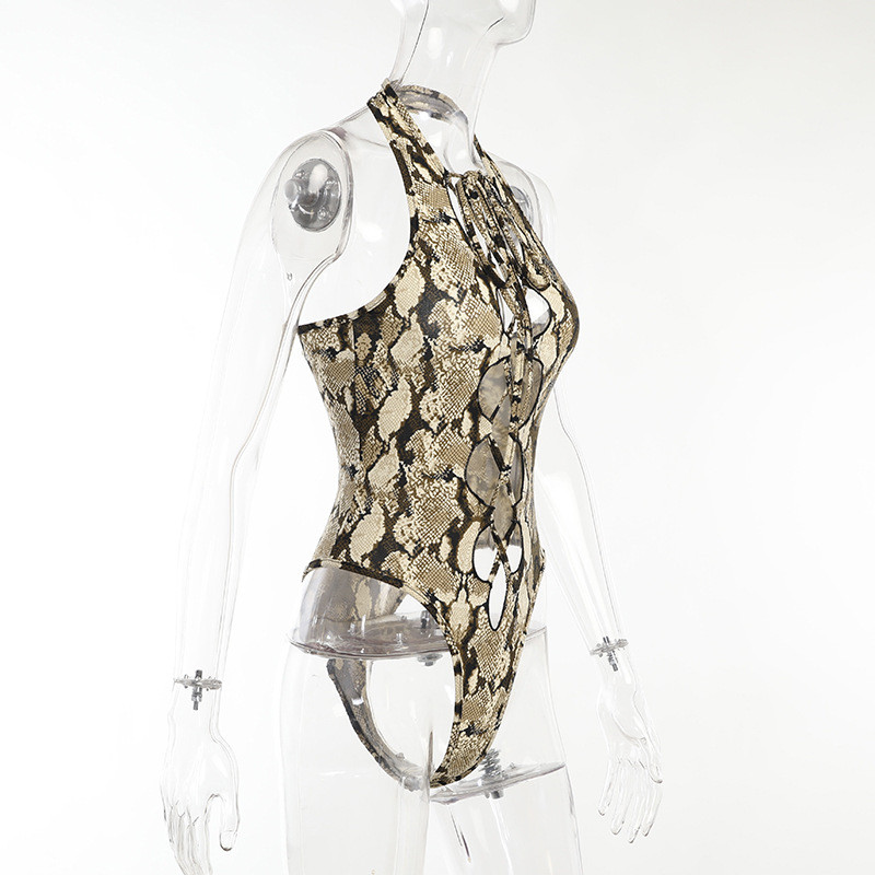 BKLD Primăvară și vară Sexy Serpentine imprimate ținute dintr-o bucată Elegant Streetwear Body cu Halter fără spate