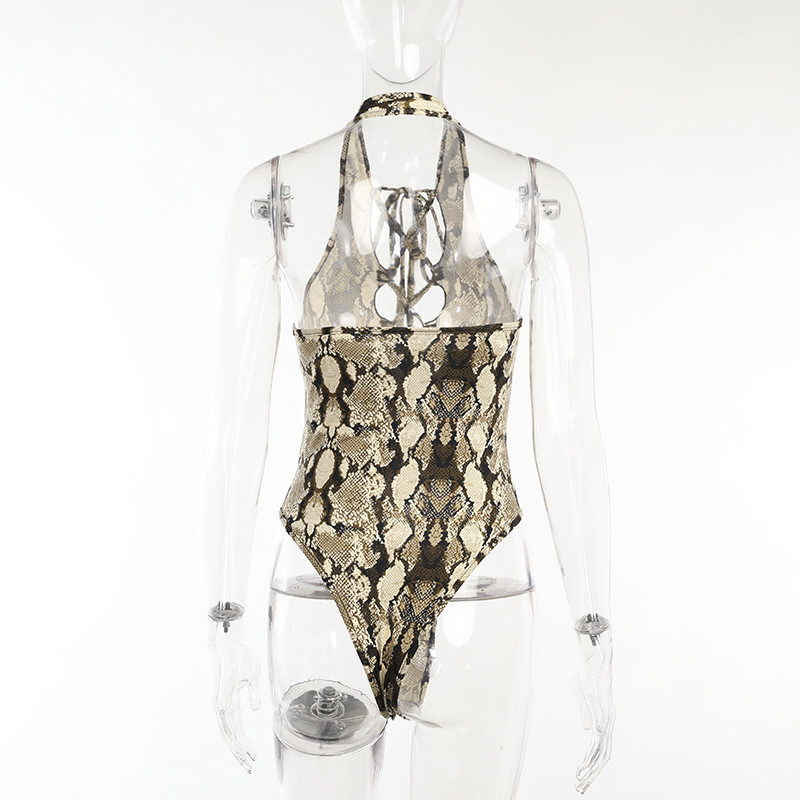 BKLD Primăvară și vară Sexy Serpentine imprimate ținute dintr-o bucată Elegant Streetwear Body cu Halter fără spate