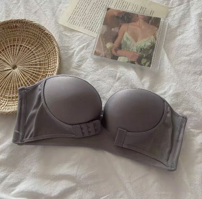 Lisacmvpnel Strapless Gathered Αντιολισθητικό σουτιέν Κοριτσίστικο εσώρουχο χωρίς ραφή στην πλάτη