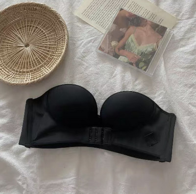 Lisacmvpnel Strapless Gathered Αντιολισθητικό σουτιέν Κοριτσίστικο εσώρουχο χωρίς ραφή στην πλάτη