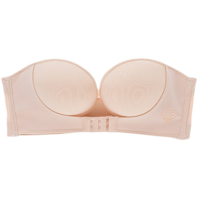 Lisacmvpnel Strapless Gathered Αντιολισθητικό σουτιέν Κοριτσίστικο εσώρουχο χωρίς ραφή στην πλάτη