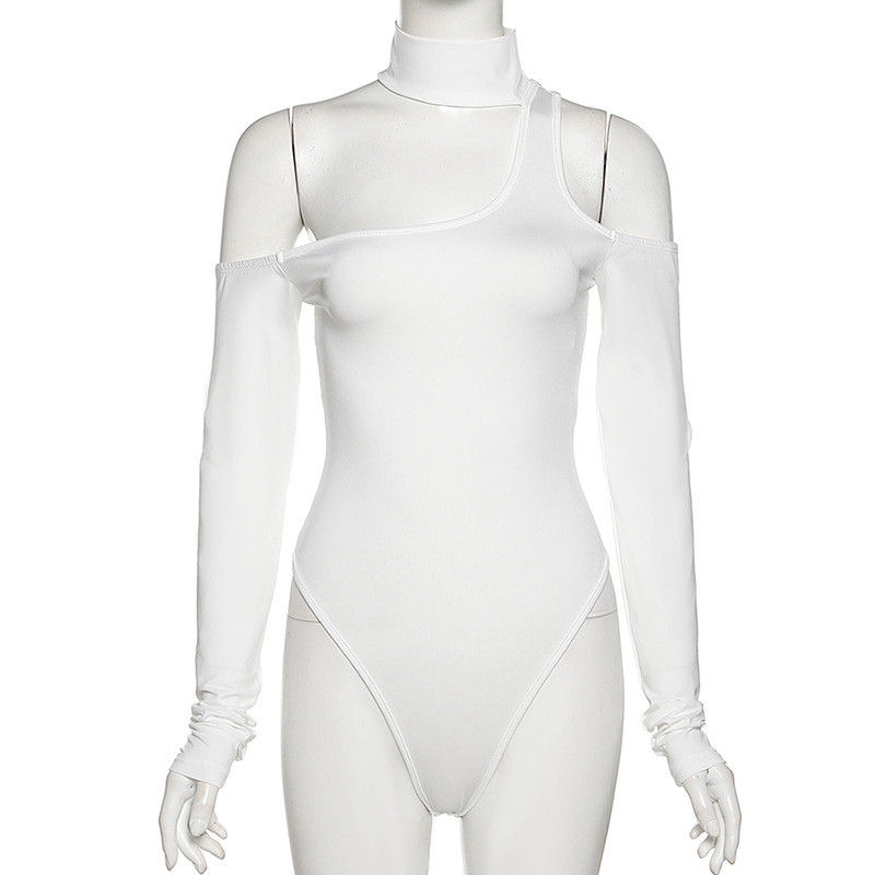 BKLD 2022. gada pavasaris un vasara jauni sieviešu apģērbi, modes apģērbi ar apaļu kakla izgriezumu, garām piedurknēm, seksīgi pie pleciem, vienkrāsaini bodi