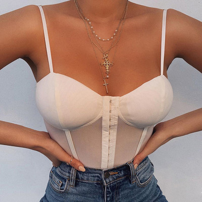 BKLD új stílusú spagettipántos fekete body Szexi egysoros patchwork hálós body Női ruházat Party Clubwear