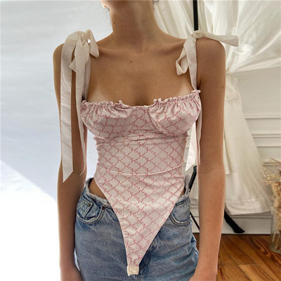 BKLD 2022, primăvară și vară, îmbrăcăminte nouă pentru femei, top cu umeri, sexy, fără spate, cu imprimeu subțire, body cu bretele spaghete