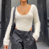 BKLD Îmbrăcăminte pentru femei 2021, toamnă și iarnă, noua culoare solidă cu cusături, ocazional, cu gât rotund, body subțire cu mânecă lungă, cu pluș