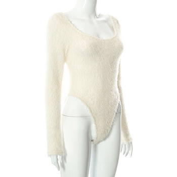 BKLD Дамско облекло 2021, есен и зима, ново едноцветно ежедневни шевове с кръгло деколте, тънко плюшено горнище с дълъг ръкав