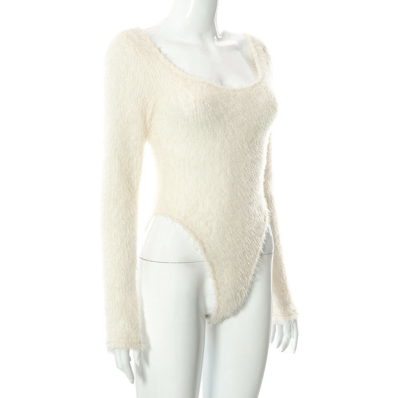 BKLD Îmbrăcăminte pentru femei 2021, toamnă și iarnă, noua culoare solidă cu cusături, ocazional, cu gât rotund, body subțire cu mânecă lungă, cu pluș