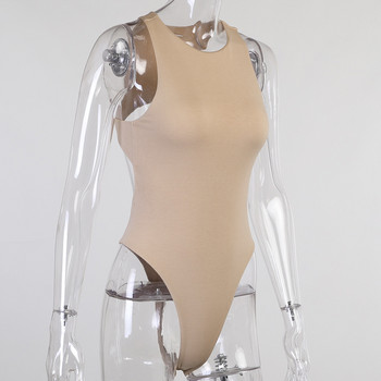 BKLD Jumpsuit Γυναικεία Καλοκαίρι 2021 Νέο Αμάνικο μονόχρωμο Slim Hollow Out Σέξι Clubwear με στρογγυλή λαιμόκοψη