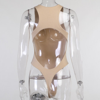BKLD Jumpsuit Γυναικεία Καλοκαίρι 2021 Νέο Αμάνικο μονόχρωμο Slim Hollow Out Σέξι Clubwear με στρογγυλή λαιμόκοψη