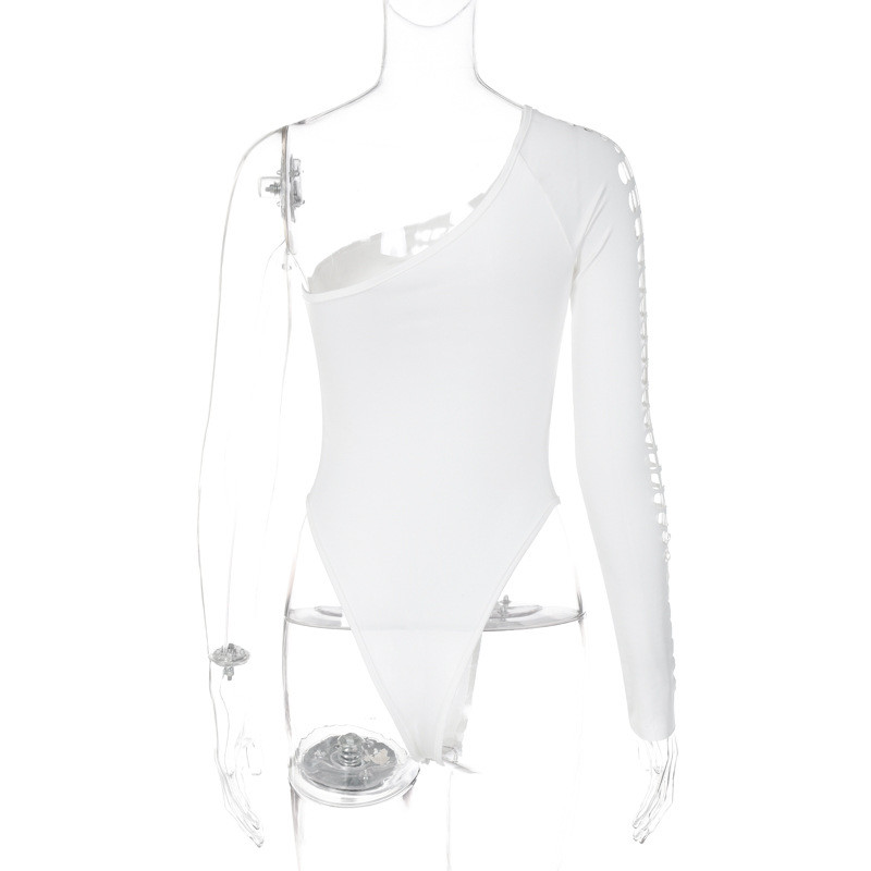 BKLD Îmbrăcăminte pentru femei 2022, toamnă, modă nouă, scobită, sexy, cu un umăr, cu mânecă lungă, îmbrăcăminte de stradă, culoare solidă, negru