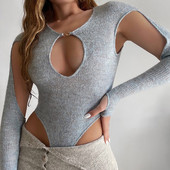 BKLD 2021, iarnă, haine noi sexy pentru femei, la modă, cu gât rotund, cu mânecă lungă, subțire, culoare solidă, decupată, ținute dintr-o bucată