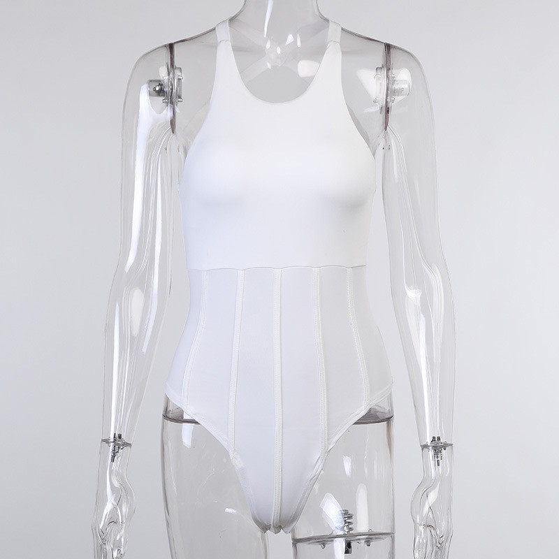 BKLD odjeća za žene Ljeto 2021. Gornji dio korzeta Jednodijelni odjevni predmeti bez rukava S halterima bez leđa Seksi mršavi bodi za fitness