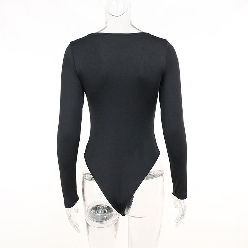 BKLD 2022 ținute de toamnă pentru femei, body negru nou, sexy, transparent, cu gât pătrat, cusături din plasă, body cu mânecă lungă, topuri