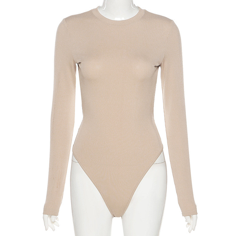 BKLD Body cu mânecă lungă cu gât rotund, sexy, fără spate, la modă, subțire, culoare solidă, ținute dintr-o bucată, vara 2021, îmbrăcăminte nouă pentru femei
