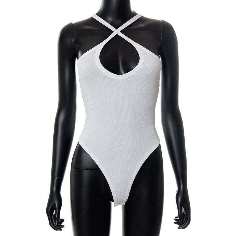 Îmbrăcăminte de festival BKLD 2021, de vară, de culoare solidă, tricotată, fără spate, subțire, ținute dintr-o singură bucată, Clubwear, body femei