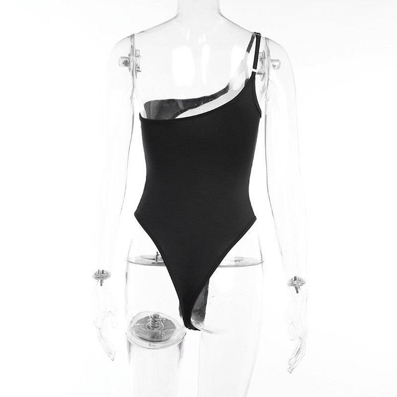 BKLD Sexy Perspective Neregulat Body Femei 2022 Vara 2022 Mesh Cusătură Un singur umăr fără mâneci Top fără spate Body Body