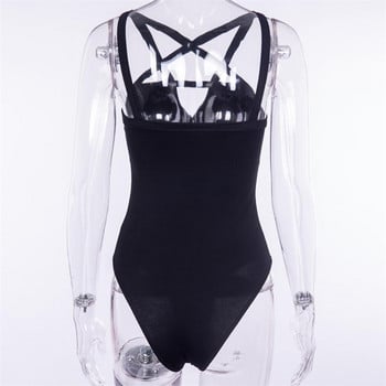 BKLD Bandage Cross Star-Shaped Black Bodysuit Есенно и зимно секси нощен клуб Отворен гръб Едно парче тоалети Дамско облекло