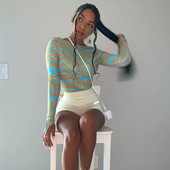 BKLD Îmbrăcăminte pentru femei Toamnă/Iarnă 2021 Nouă modă Body cu mânecă lungă cu imprimeu în dungi neregulate cu gât rotund ținute dintr-o bucată