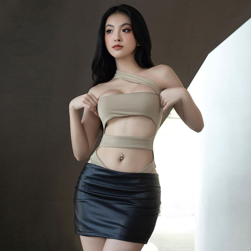 BKLD Body cu un singur umăr, fără mâneci, sexy, scobit, de culoare solidă, la modă, vara 2023, haine noi pentru femei, ținută de club de noapte