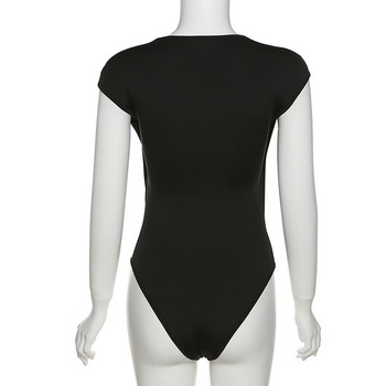 BKLD 2022 Νέα γυναικεία καλοκαιρινά μπλουζάκια Μόδας χαμηλού κοψίματος, σέξι κούφιο κορμάκι, μαύρο αμάνικο φορμάκι για πάρτι