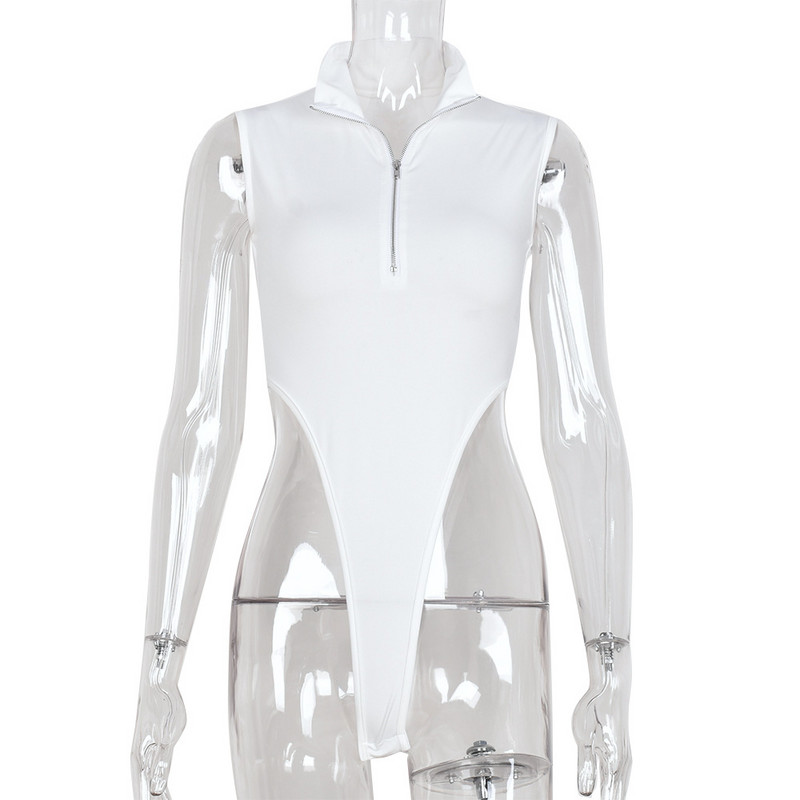 BKLD Body Femei Topuri 2022 Toamna Nouă Moda Party Sexy Club Tinute Subțire Fermoar Fără mâneci Body Alb Culoare Solidă