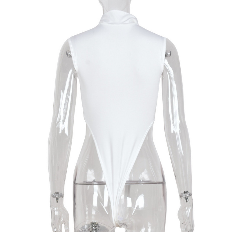 BKLD Body Femei Topuri 2022 Toamna Nouă Moda Party Sexy Club Tinute Subțire Fermoar Fără mâneci Body Alb Culoare Solidă